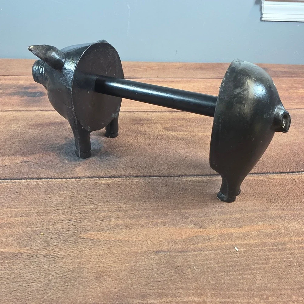Pig Toilet Paper Holder Home Decor OS Black Good Cast Iron Rustic